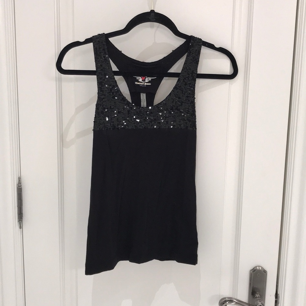 Black Tank Top with Sequins